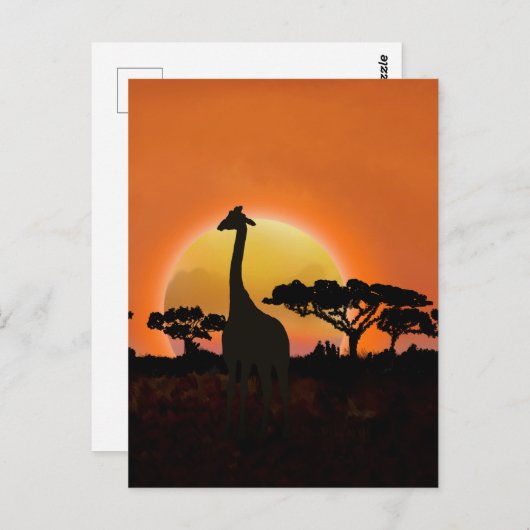 Serengeti Sunset Giraffe | Safari wild Postkarte (Vorne/Hinten)