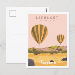 Serengeti Tansania Reiseort Illustration Postkarte