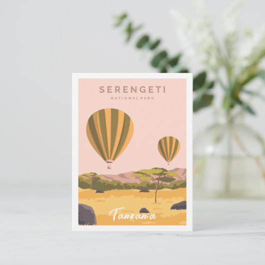 Serengeti Tansania Reiseziel Illustration Postkarte (Stehend Vorderseite)