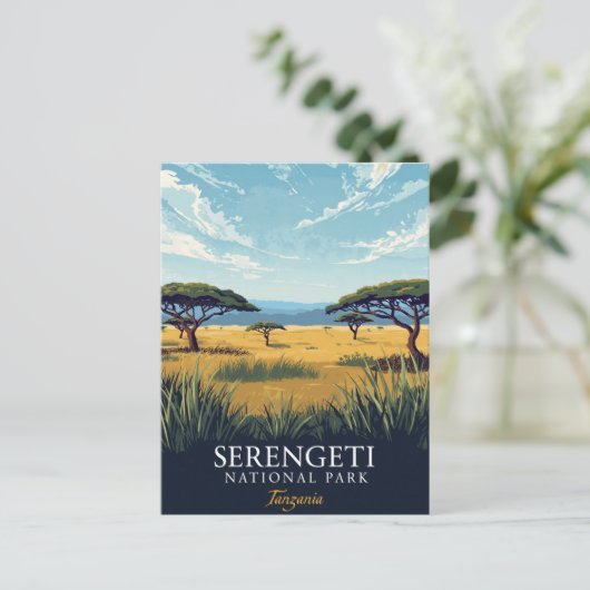 Serengeti Tanzania Safari Postkarte (Stehend Vorderseite)