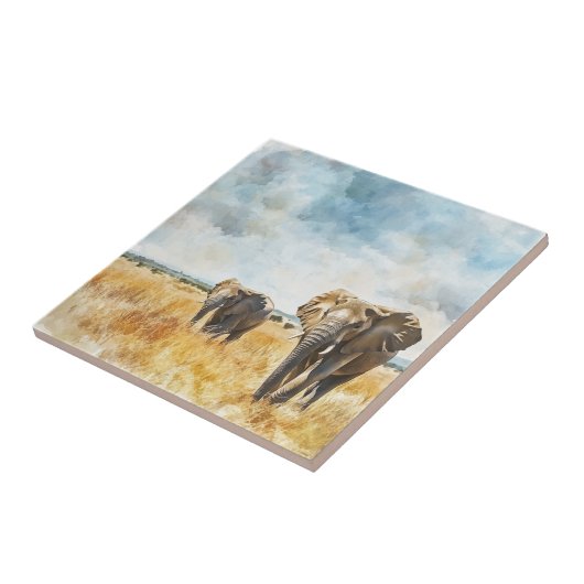 Serengetti Elephants Fliese (Seite)