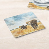 Serengetti Elephants Rechteckiger Pappuntersetzer (angewinkelt)