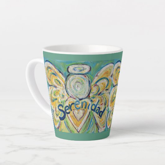 Serenidad Angel Word Art Custom Latte Tassen Cup (Linke Ecke)