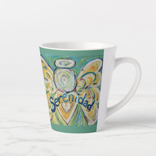 Serenidad Angel Word Art Custom Latte Tassen Cup (Rechts)