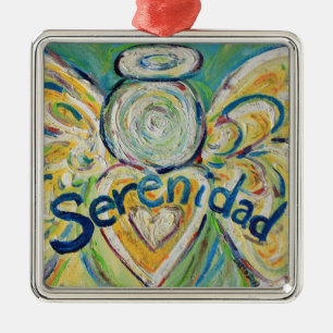 Serenidad Inspirational Angel Word Ornament Aus Metall
