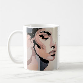 Sérénité Portrait Moderne Neutre Pixel Art Kaffeetasse