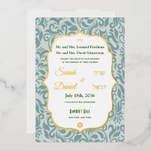 Serenity Blau Brokat Schwung Hochzeit Gold