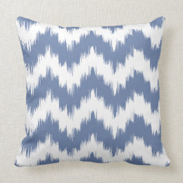 SERENITY BLAUES Ikat Zickzack Kissen