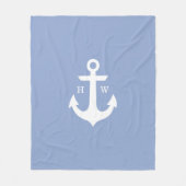 Serenity Blue Anchor Nautic Monogram Fleecedecke (Vorderseite)
