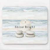 Serenity Blue Beach Ocean Candles Rocks Mousepad (Vorne)