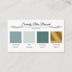 Serenity Blue Brocade Gold Lace Color Swatch Card Begleitkarte