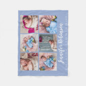 Serenity Blue Mit Monogramm Birth Stat FotoCollage Fleecedecke (Vorderseite)