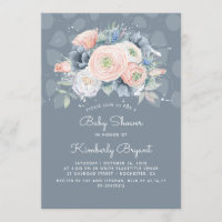 Serenity Blue Peach and Rose Floral Baby Dusche