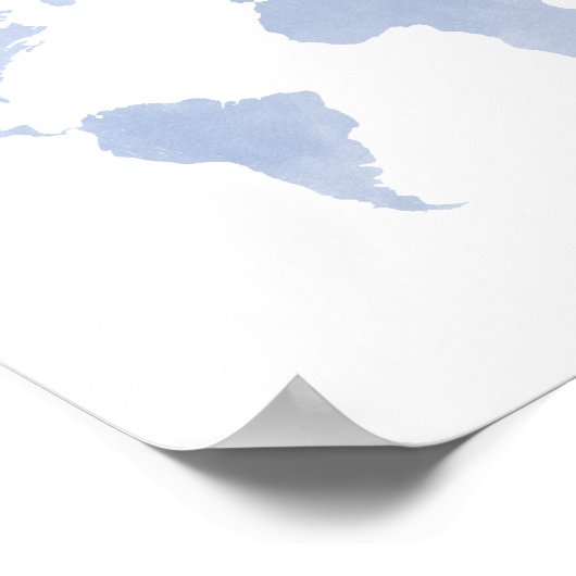 Serenity Blue World Map Poster (Ecke)