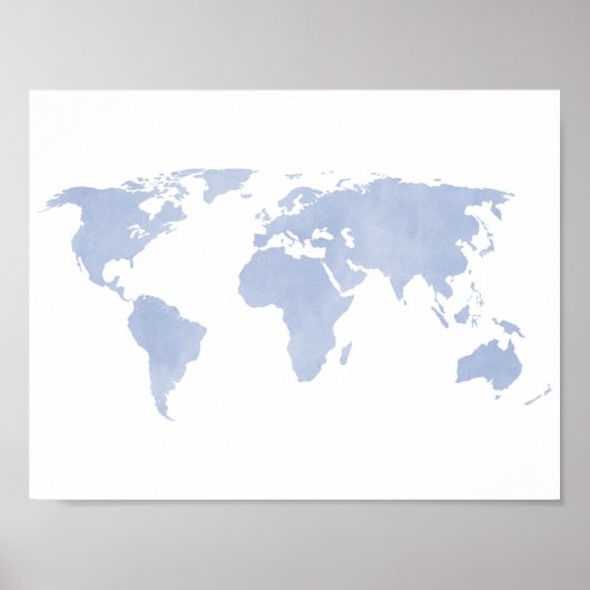Serenity Blue World Map Poster (Vorne)