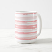 Serenity Boho Blush Pink Bio Streifen Kaffeetasse (VorderseiteRechts)
