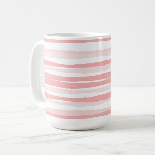 Serenity Boho Blush Pink Bio Streifen Kaffeetasse (Vorderseite Links)