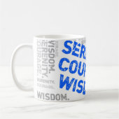 Serenity Courage Wisdom Word Collage Kaffeetasse (Links)