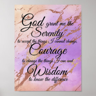 Serenity-Gebet auf rosa, violettem, roségoldenem H Poster