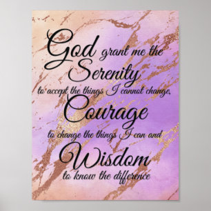Serenity-Gebet auf rosa, violettem, roségoldenem H Poster
