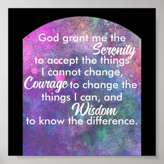 Serenity Gebet blau und lila Aquarellkunst Poster (Vorne)