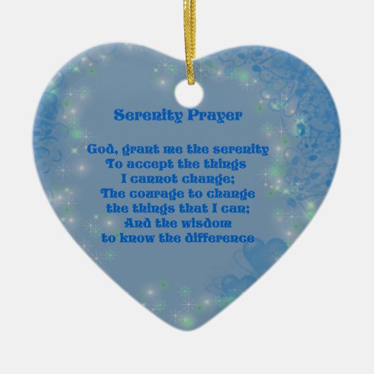 Serenity Gebet Blue Hearts Inspiration Keramikornament (Vorne)