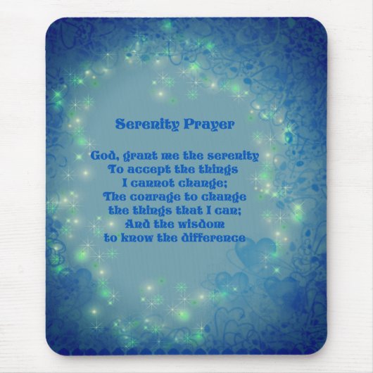 Serenity Gebet Blue Hearts Inspiration Mousepad (Vorne)