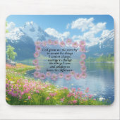 Serenity-Gebet-Blumenherz mit Bergblick Mousepad (Vorne)