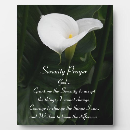 Serenity Gebet Calla Lily Floral Fotoplatte (Vorderseite)