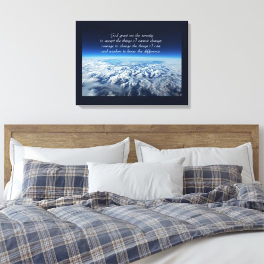 Serenity Gebet & Gebirge Wrapped Canvas Leinwanddruck (Insitu (Schlafzimmer))