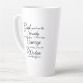 Serenity Gebet in Schriftart mit schwarzer Schrift Milchtasse (Linke Ecke)