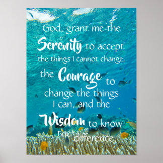Serenity Gebet Ozean Fish Meditation Poster