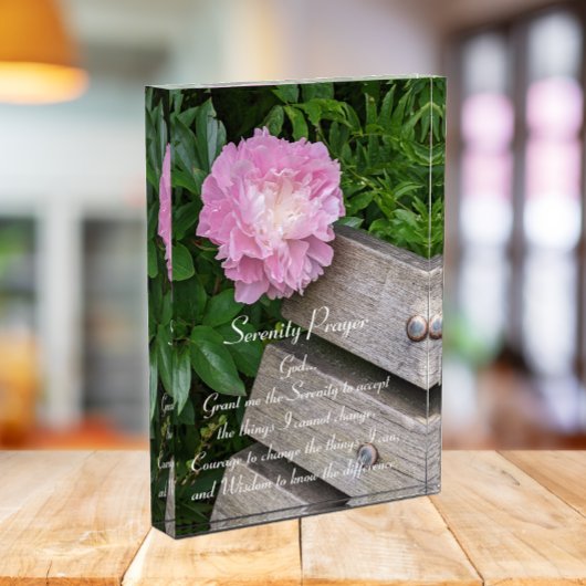 Serenity Gebet Pink Peony Bloom Floral Fotoblock