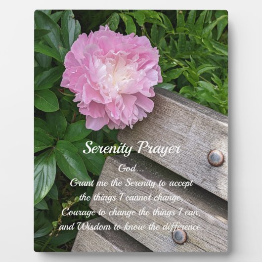 Serenity Gebet Pink Peony Floral Fotoplatte (Vorderseite)