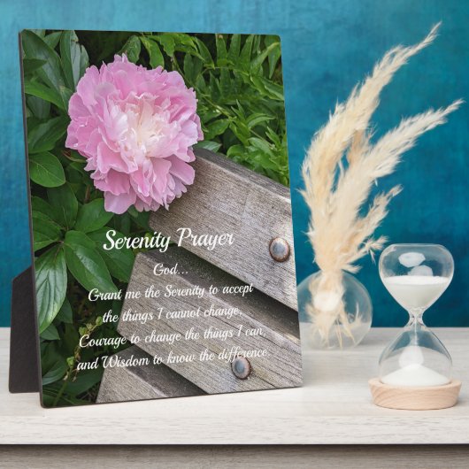Serenity Gebet Pink Peony Floral Fotoplatte (Seite)