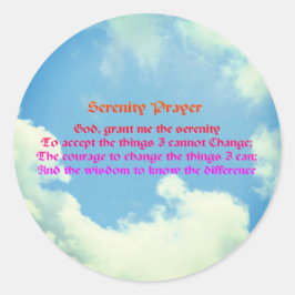 Serenity Gebet Rainbow Blue Sky Inspiration Runder Aufkleber