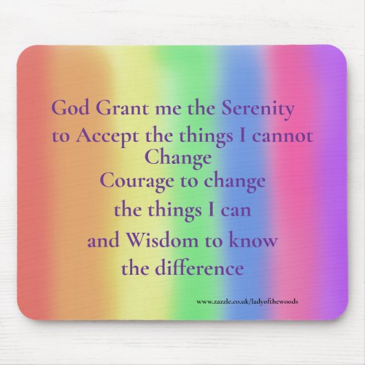Serenity Gebet Regenbogenmaus Mousepad (Vorne)