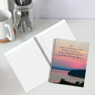 Serenity-Gebet Rosa Meereslandschaft Sonnenunterga Notizblock