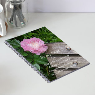 Serenity-Gebet Rosa Pfingstrosenblüte Floral Notizblock