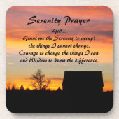 Serenity Gebet Sonnenuntergang Silhouette Landscha Getränkeuntersetzer (Vorderseite)