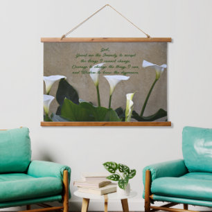 Serenity-Gebet Weiße Calla-Lilien Blumendecke Wandteppich Mit Holzrahmen