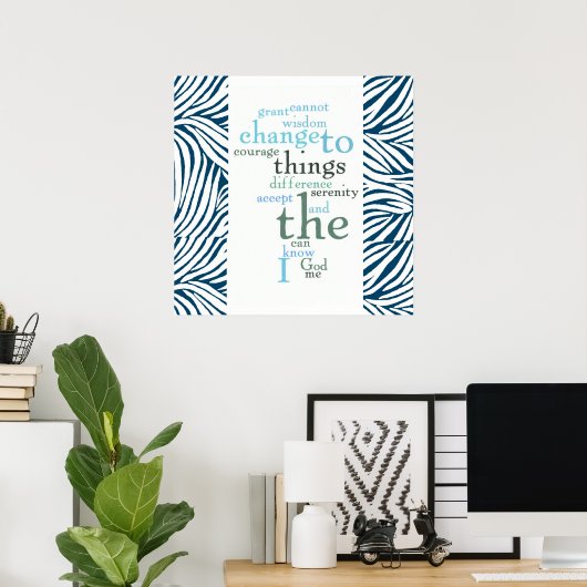 Serenity Gebet Word Art Zebra Print Poster (Heimbüro)