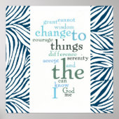 Serenity Gebet Word Art Zebra Print Poster (Vorne)