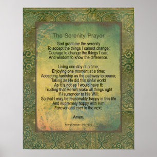 Serenity-Gebet Zitat im Vintage-Stil Grün Poster