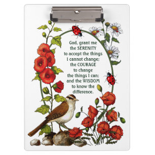 Serenity-Gebets-Blumen, Vogel, Natur-Kunst, Klemmbrett