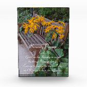 Serenity-Gebetsgartenbank Blumendesign Fotoblock (Vorderseite)