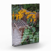 Serenity-Gebetsgartenbank Blumendesign Fotoblock (Links)