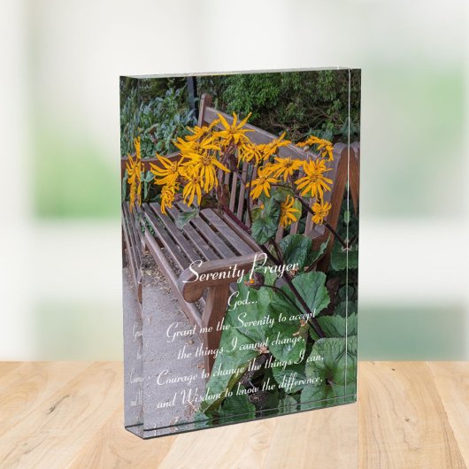 Serenity-Gebetsgartenbank Blumendesign Fotoblock