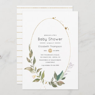 Serenity Greenery Geometric Baby Shower Einladung