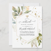 Serenity Greenery Geometric Online Virtual Wedding Einladung (Vorderseite)